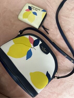 Kate Spade New York Sylvia Lemon Print Crossbody Bag With Matching Wallet
